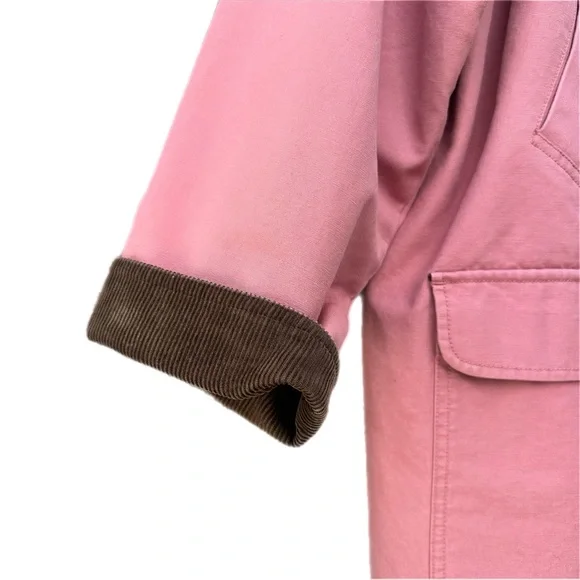 L.L.Bean Pink Barn Coat Women’s 2X Corduroy Collar Cotton Canvas Chore Jacket - Picture 4 of 9